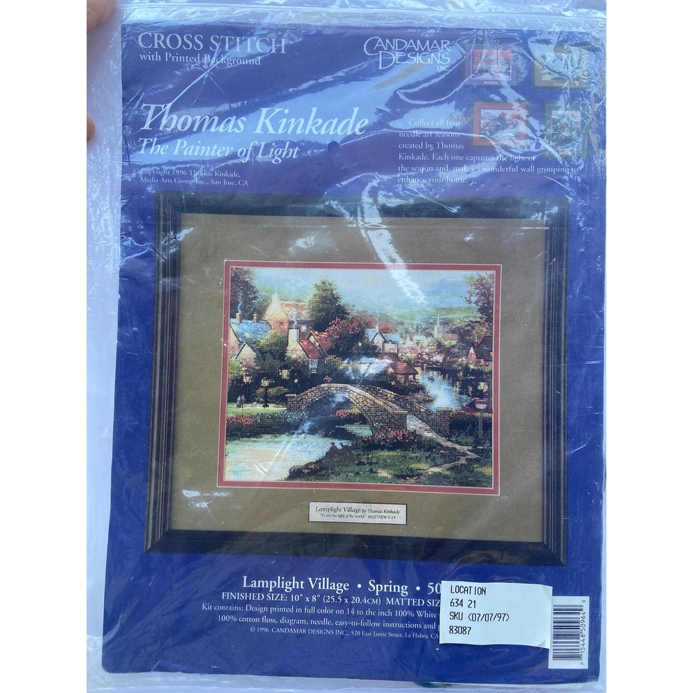Thomas Kinkade Lamplight Village Vintage (1996) Cross Stitch Kit Sealed 50964